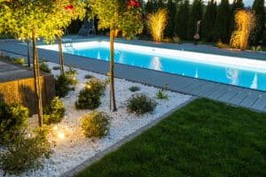 pool remodel trends - add plant life